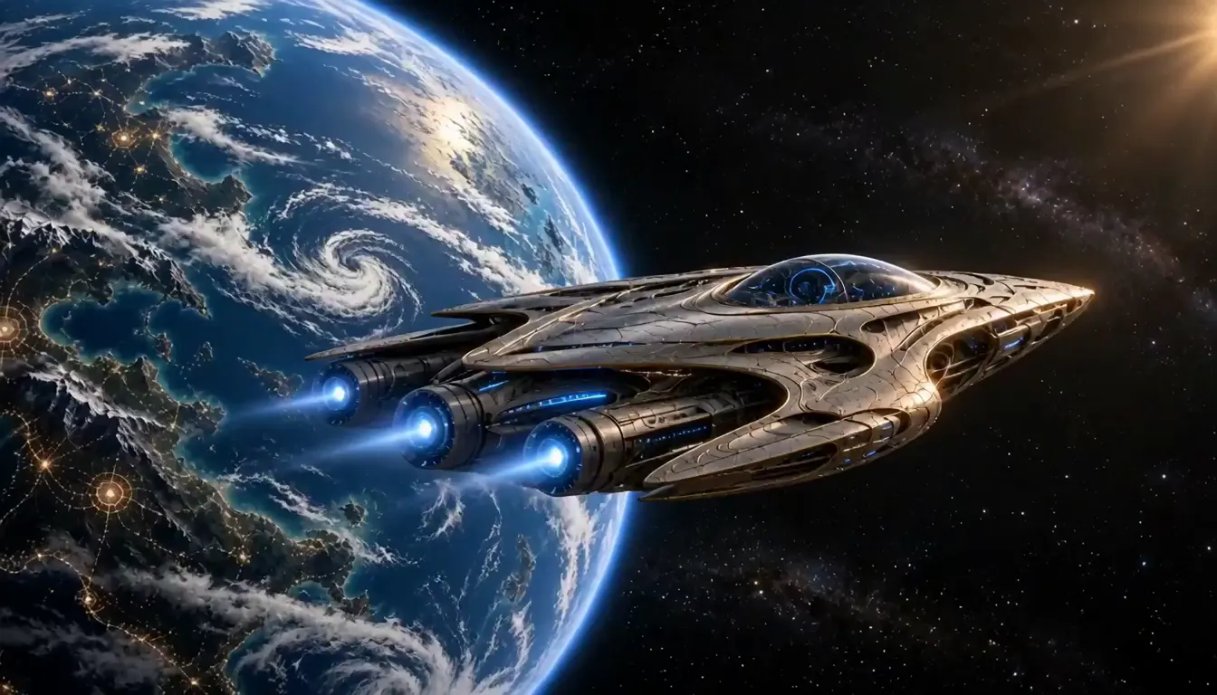 Zeia's spacecraft approaching Earth